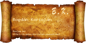 Bogdán Koriolán névjegykártya